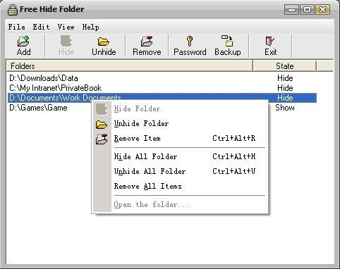 Free Hide Folder screen2
