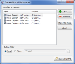Free WMA to MP3 Converter screen1