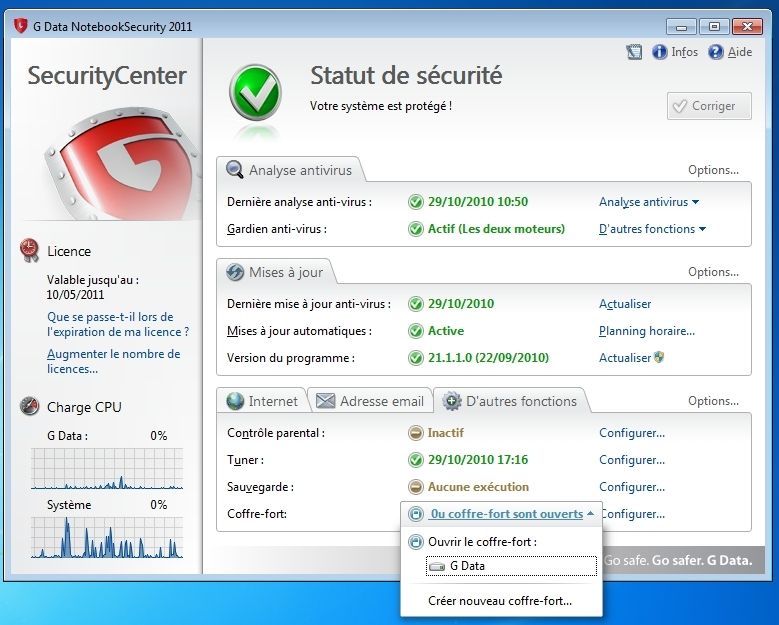 G DATA NotebookSecurity 2011 screen 1