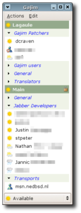 Gajim 0.8.2, un client Jabber