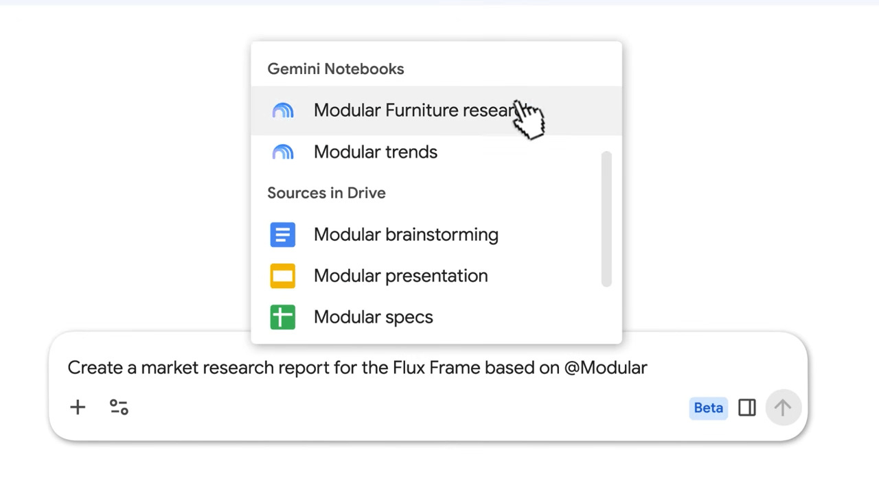 Gemini Notebook dans Google Docs 