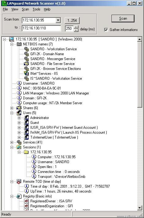 GFI LanGuard Network Security Scanner screen 1
