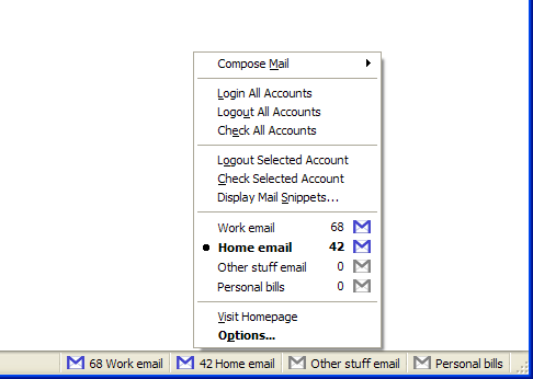 Gmail Manager screen