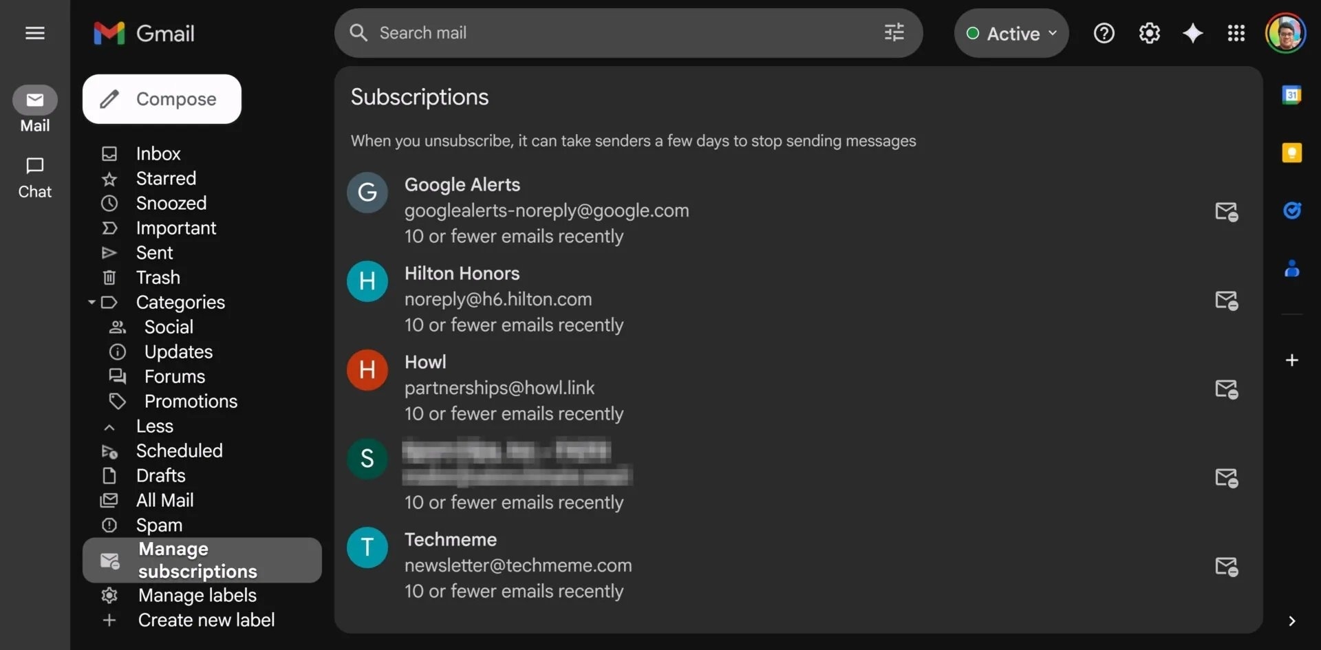 Gmail newsletters