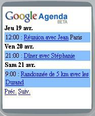 Google agenda mobile