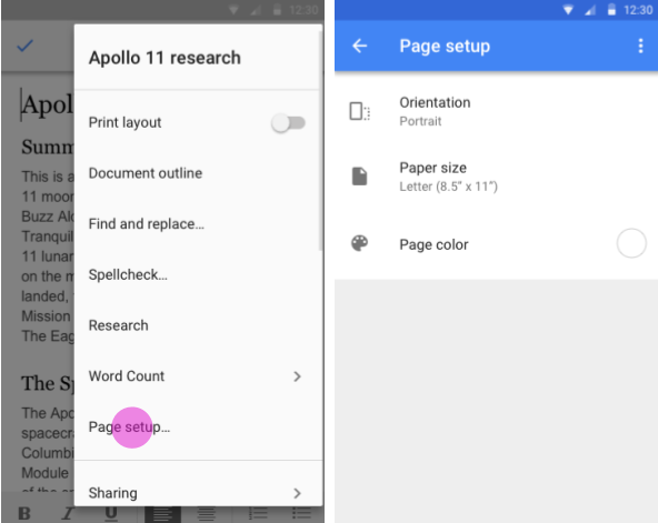 Google-Docs-configuration-page