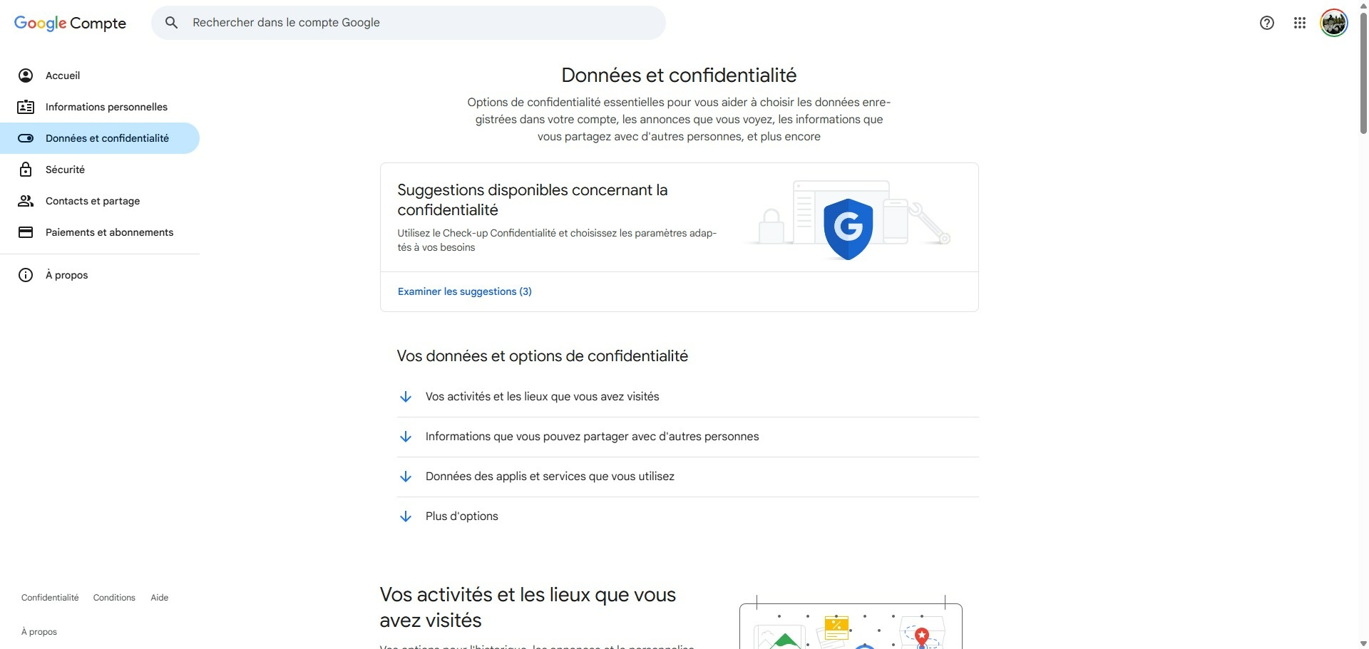 Google DonnÃ©es et confidentialitÃ©