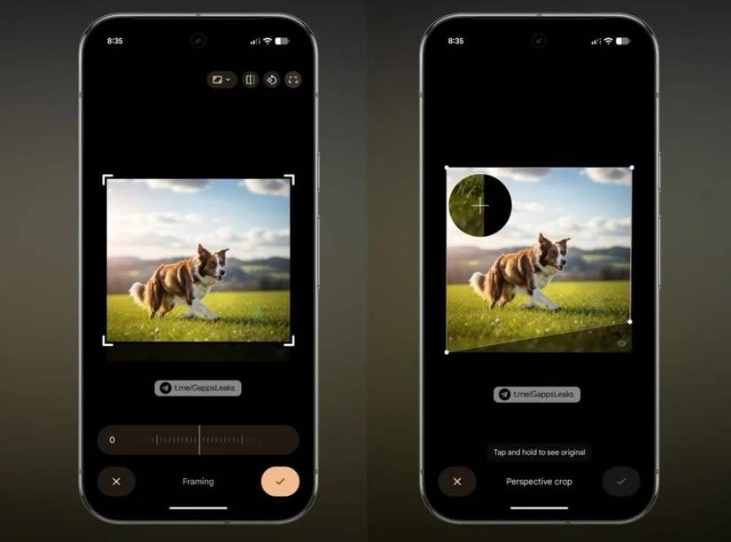 Google Photos correction perspective