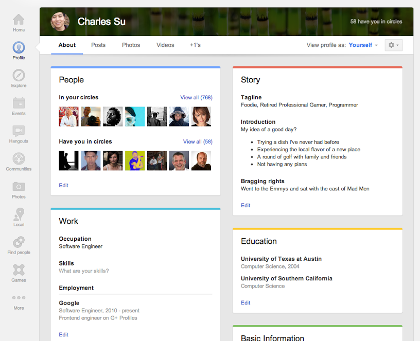 Google+-profil-bio