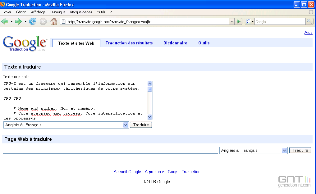 Google traduction francais russe