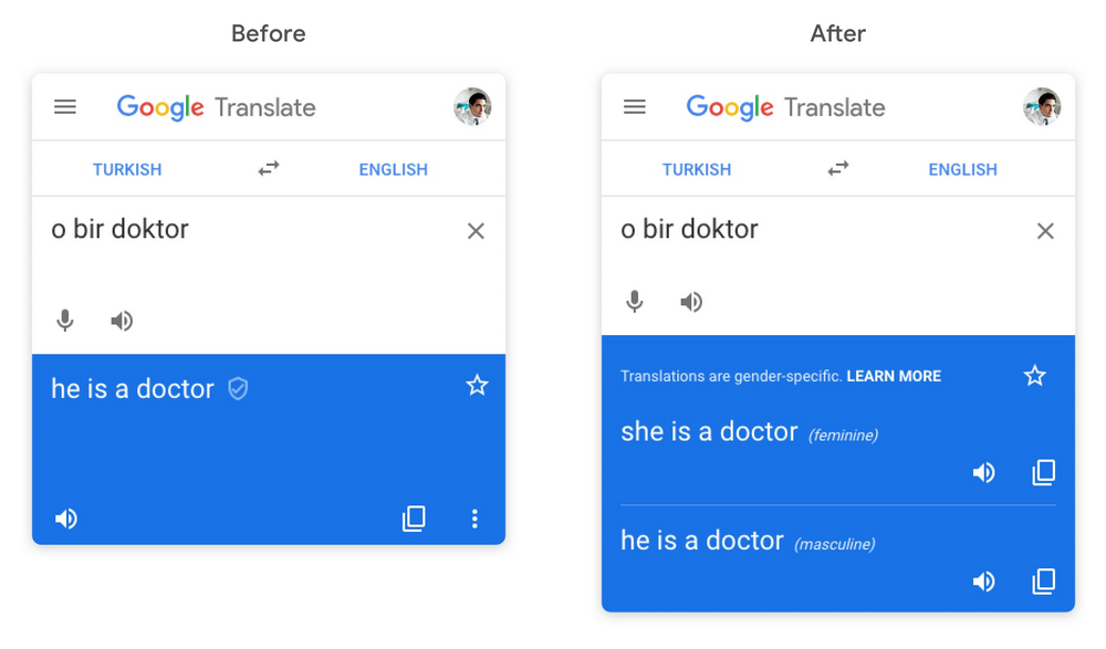 google traduction veut etre moins sexiste