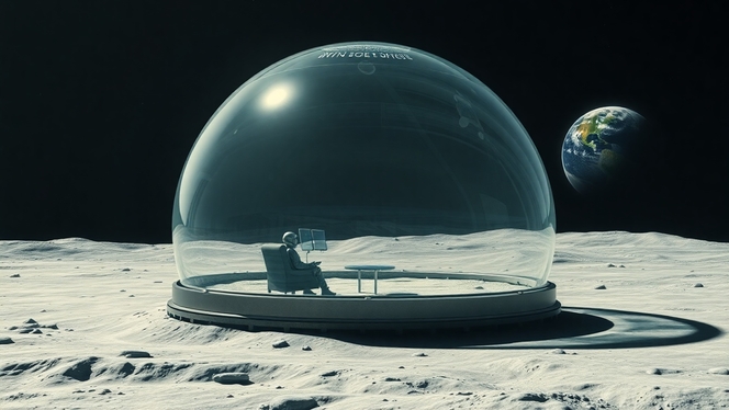 habitat lunaire verre lune illustration IA