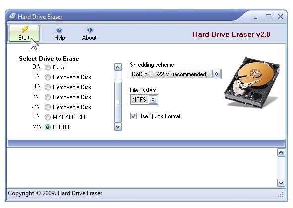 Hard Drive Eraser screen