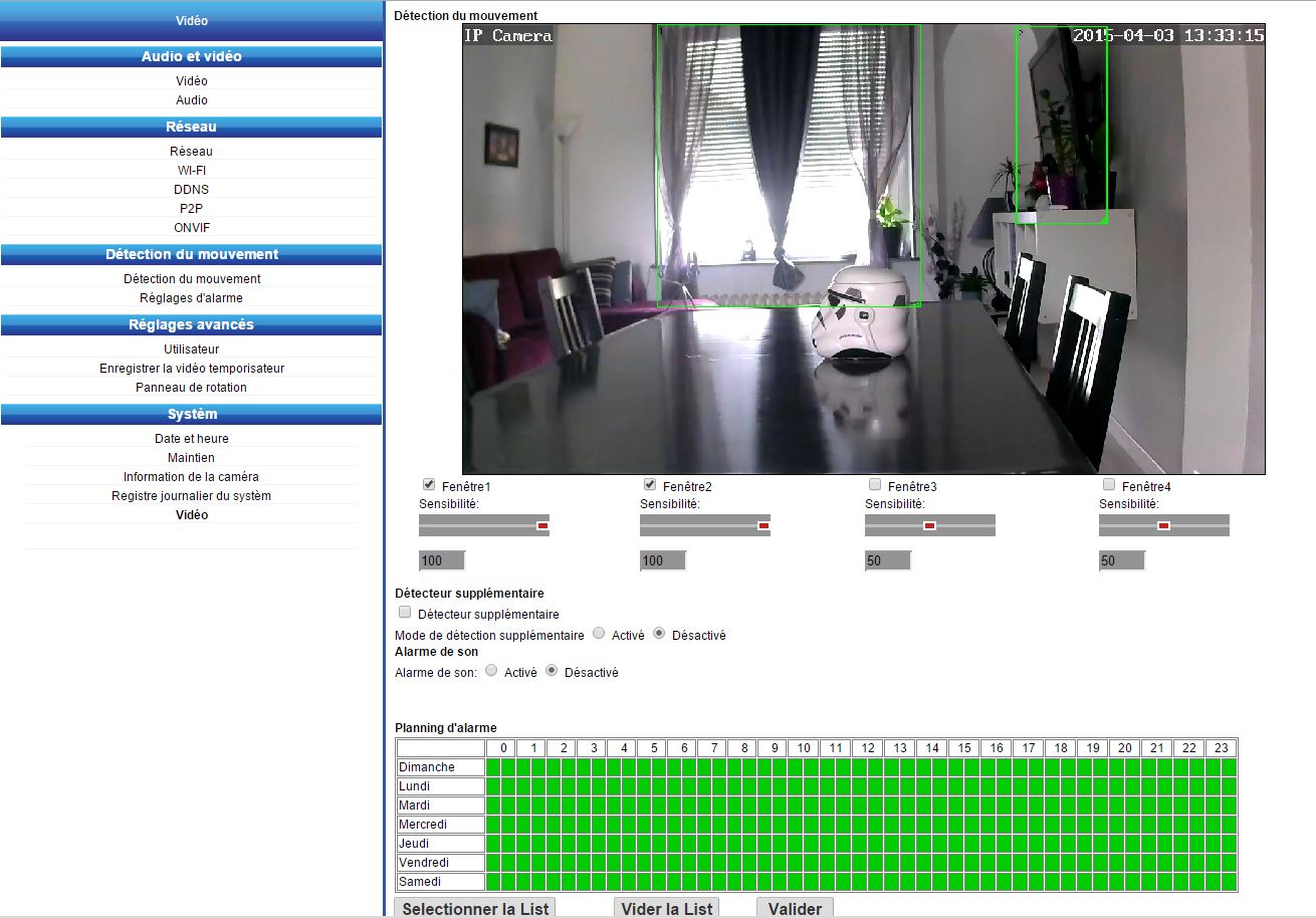 Heden Vision cam HD interface web zones