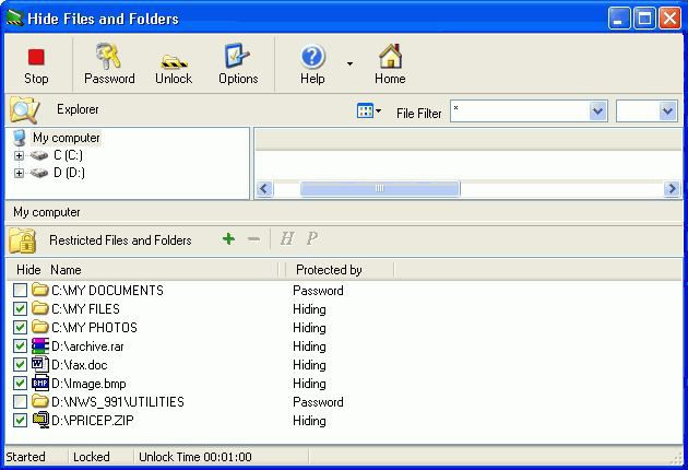 Hide Files and Folders screen 1