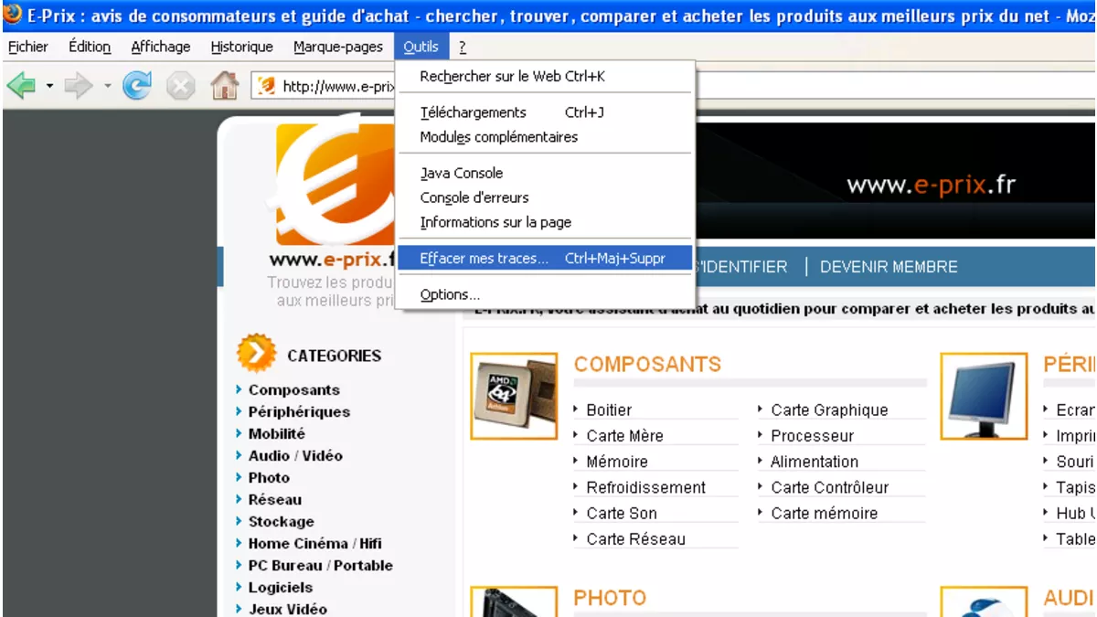 comment vider l historique de firefox