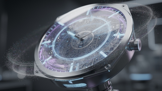 horloge quantique illustration IA