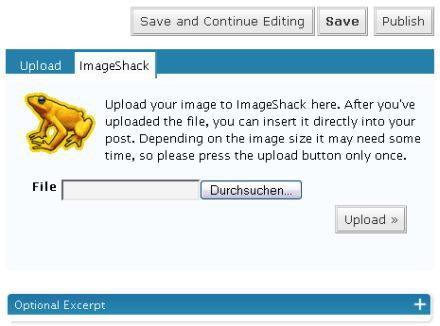 ImageShack uploader screen 1
