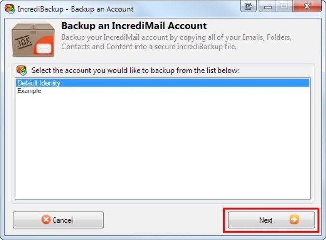 IncrediMail Backup screen1