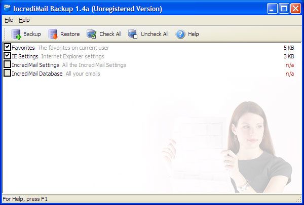 IncrediMail Backup screen2