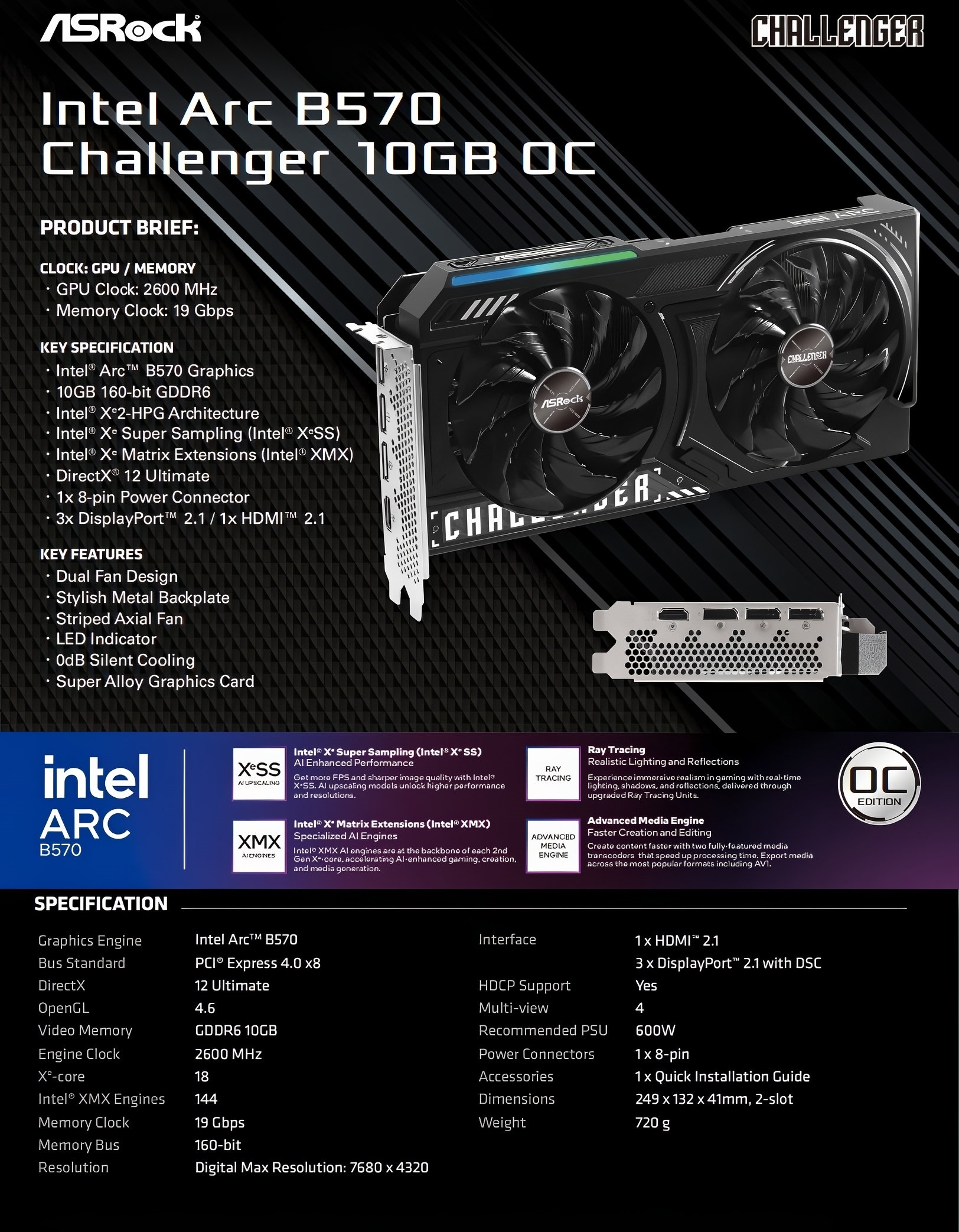 Intel ARC B570 Asrock GPU Battlemage