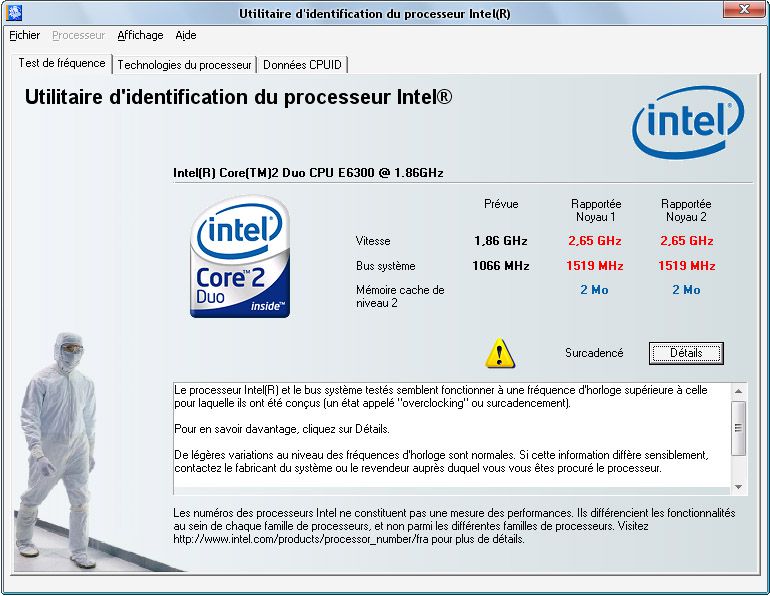 Intel Processor Identification Utility screen1
