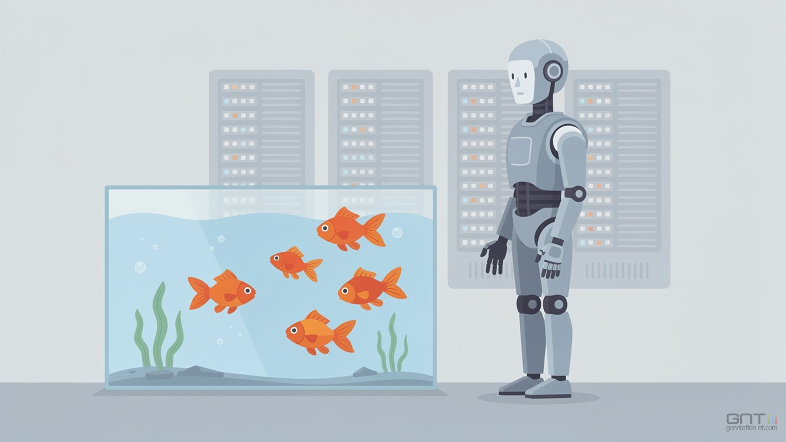 intelligence artificielle superintelligence poissons rouges illustration IA