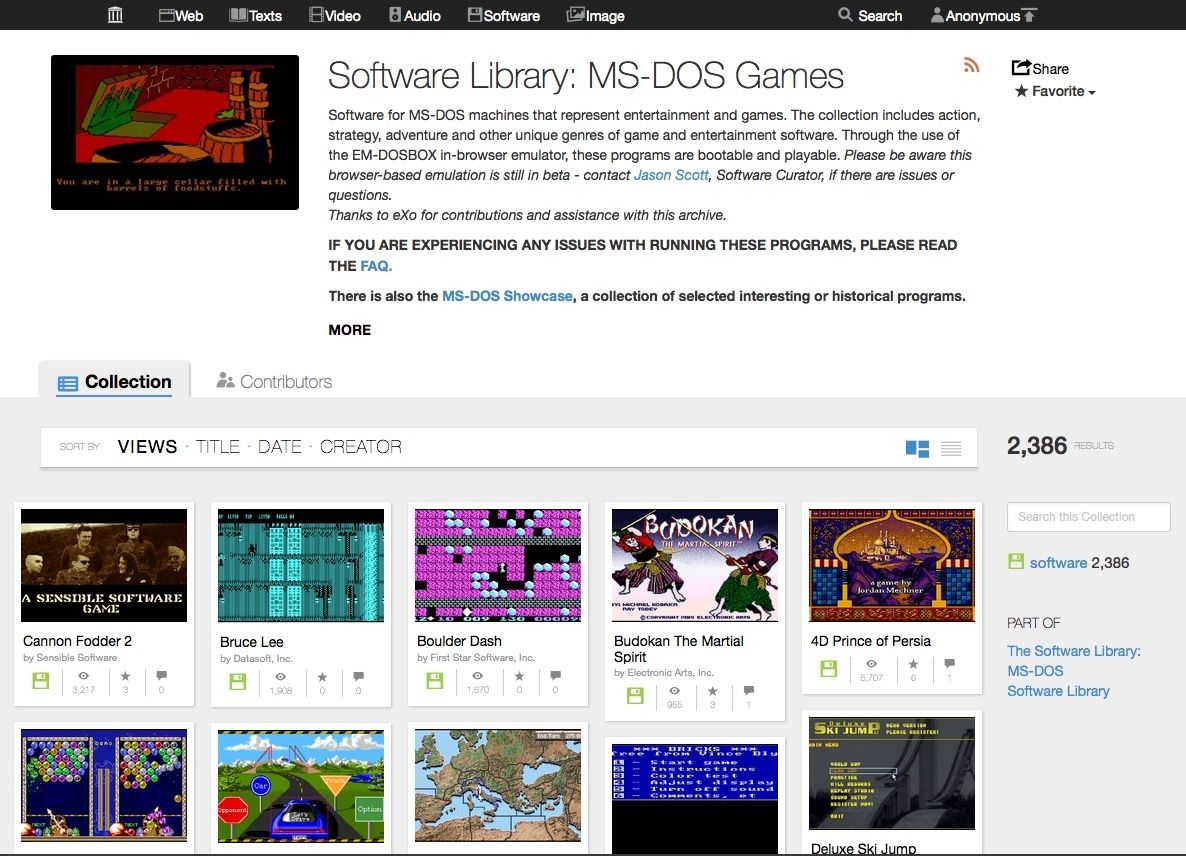 Internet Archive - jeux MS-DOS