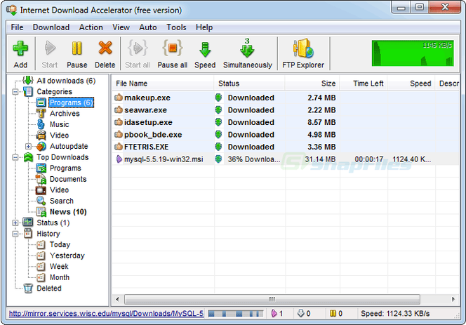 Internet Download Accelerator screen1