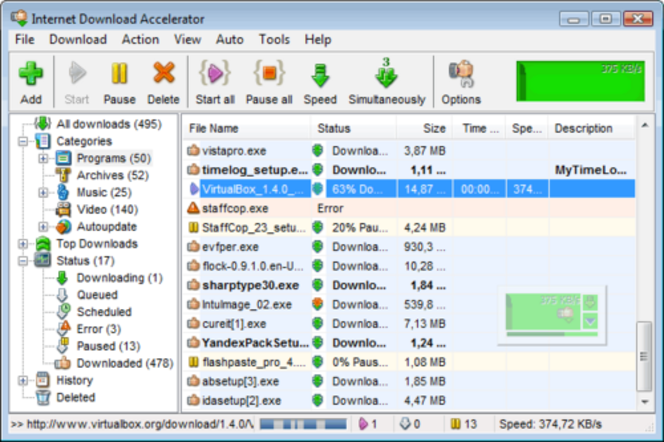 Internet Download Accelerator screen2