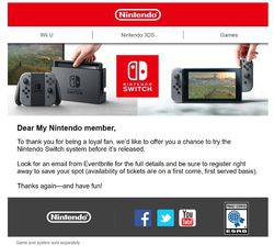 Invitation Nintendo Switch.