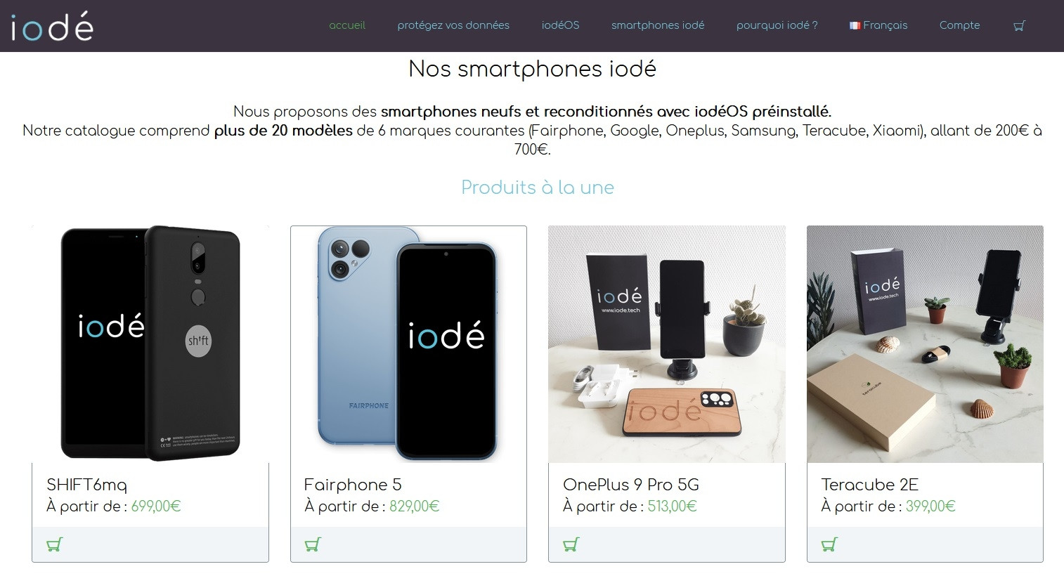 iodeOS boutique smartphones reconditionnes