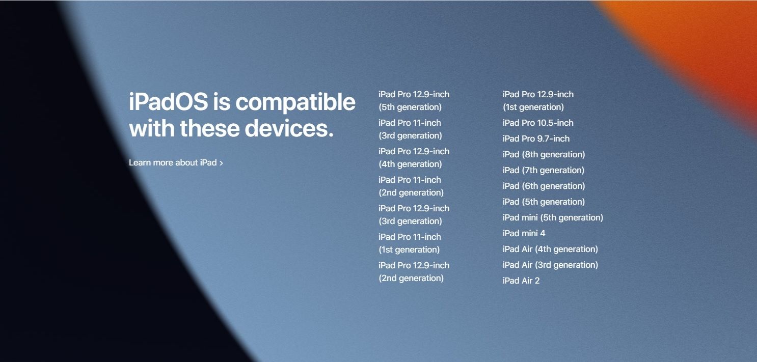 iPadOS 15 iPad compatible