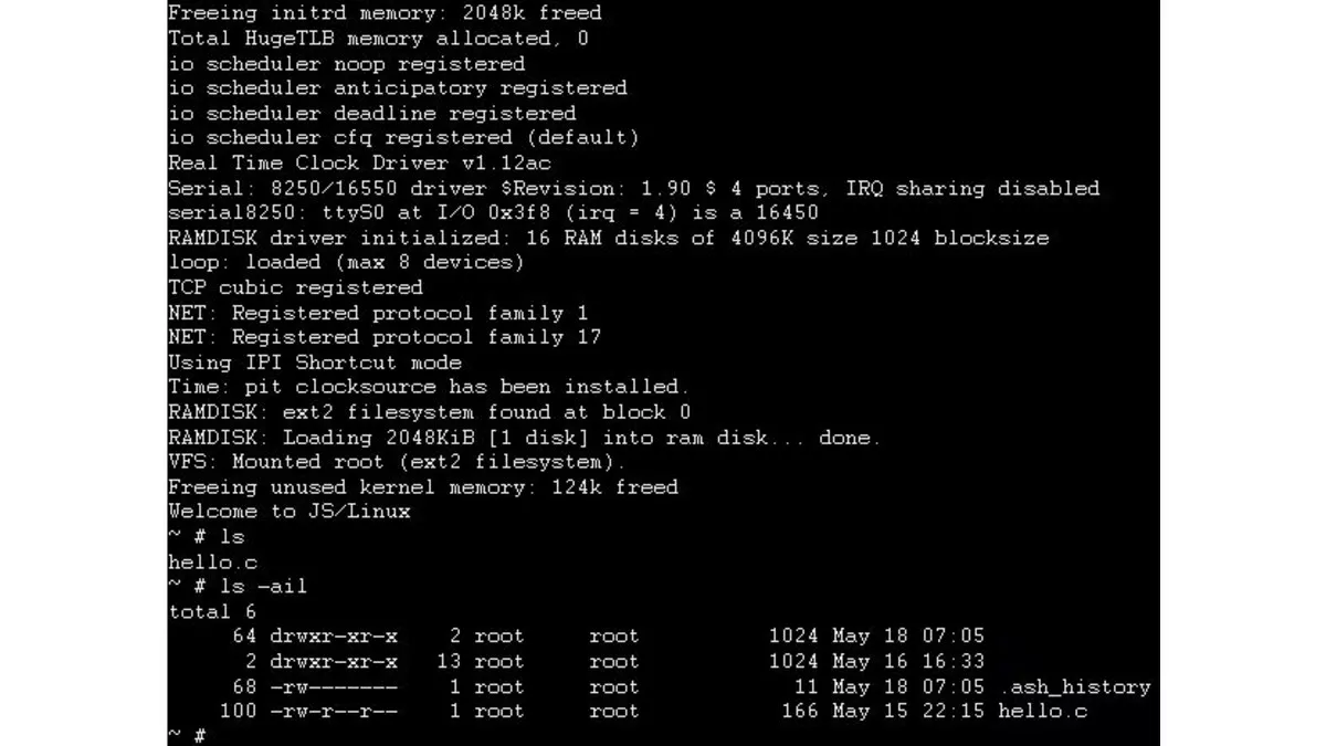 JavaScript : Linux dans le navigateur