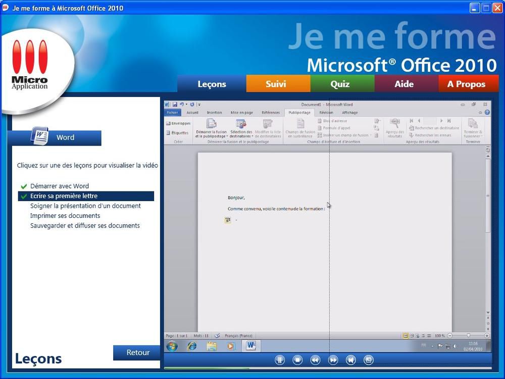 Je me forme a Office 2010 screen 2