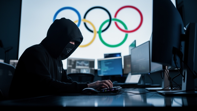 jeux olympiques cyberattaque hacker illustration IA