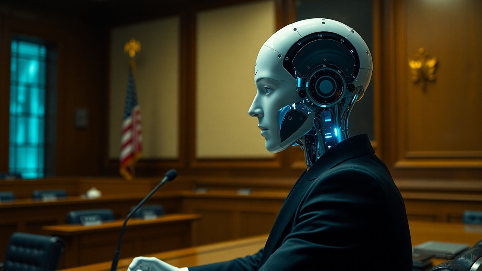 Justice instelligence artificielle chatbot illustration IA