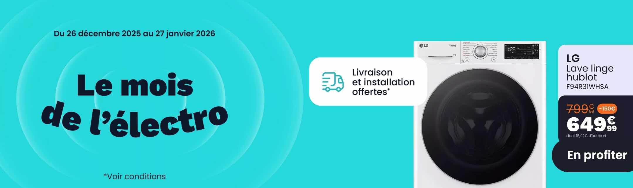 Lave-linge hublot LG F94R31WHSA Boulanger