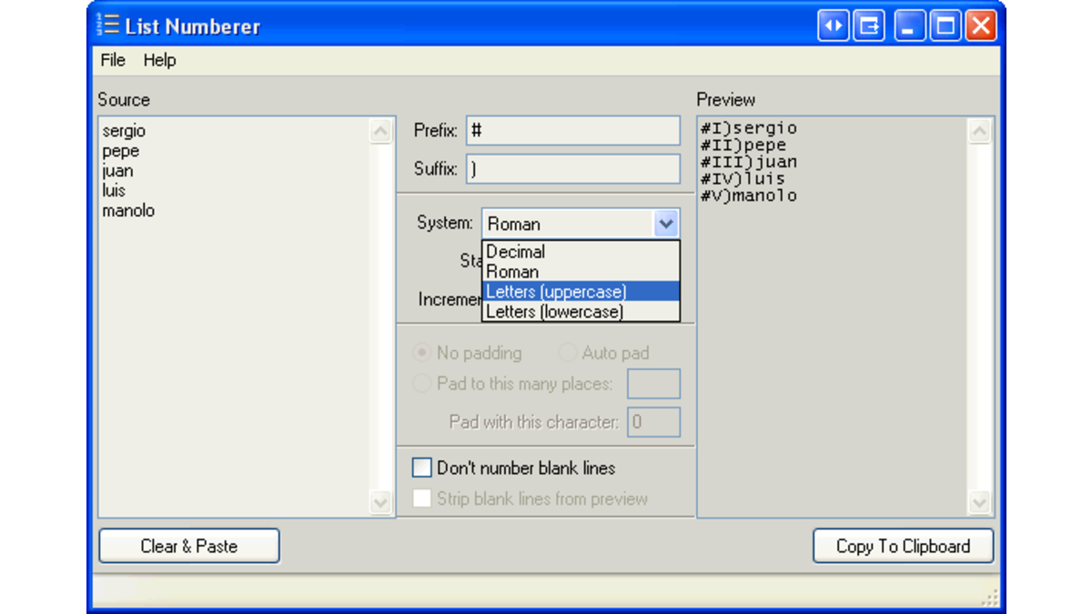 List Numberer : ajouter des préfixes devant des textes