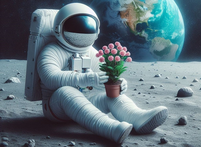 Lune astronaute plante IA