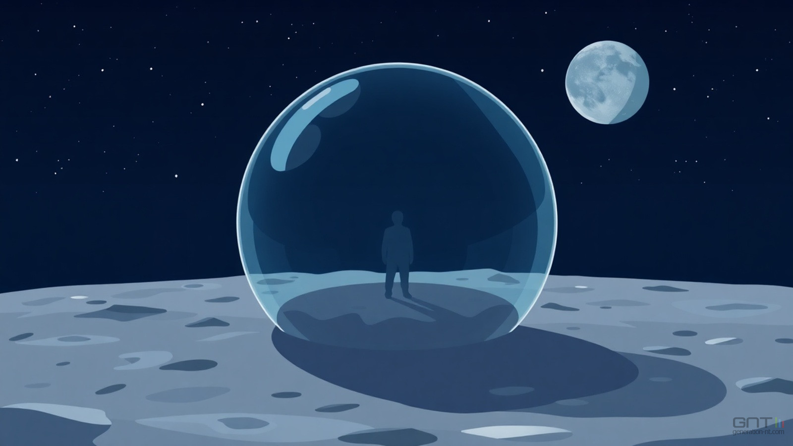lune habitat bulle verre illustration IA