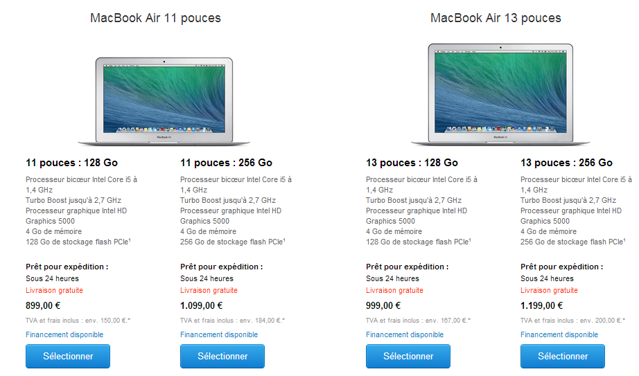 MacBook Air 2014 configurations