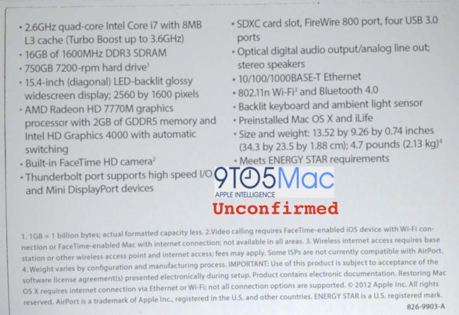 MacBook Pro 15 pouces 2012