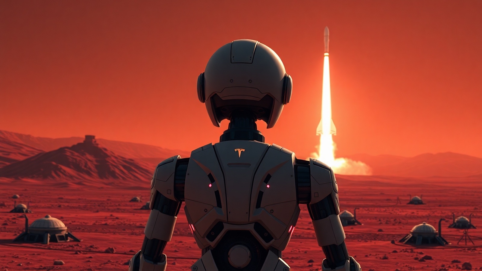 Mars SpaceX Starship Tesla Bot 02 illustration IA