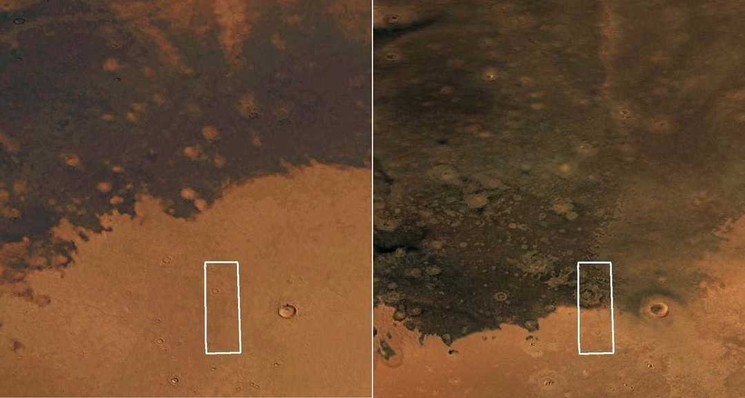 Une mystérieuse tache noire s'étend sur Mars et intrigue les scientifiques