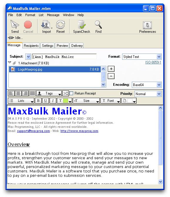 MaxBulk Mailer screen2