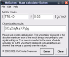 McDalton-Mass calculator Dalton : calculer facilement une masse molaire