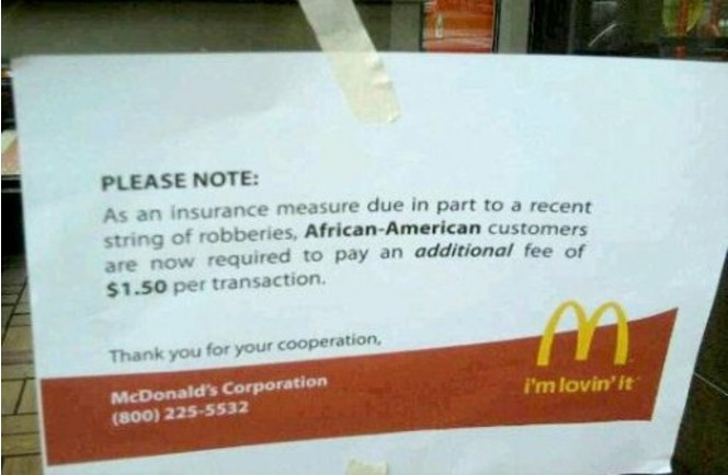 McDonalds affiche raciste
