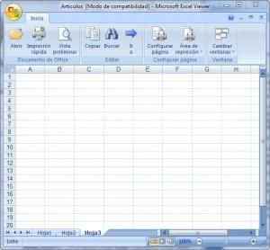 Microsoft Excel Viewer screen 1