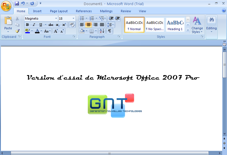 Microsoft Office 2007 Pro - Version d'essai